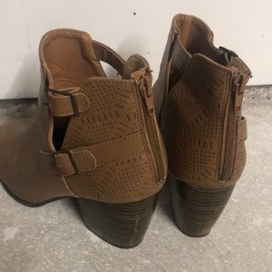 Qupid Shoes - Brown Leather Cutout Booties Qupid Shoes - Brown Leather Cutout Booties